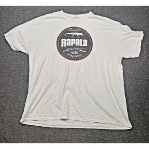 Vintage Rapala Shirt Men 2XL Short Sleeve White Fishing Distressed Angler